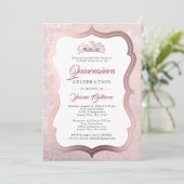 Invitation Elégant Rose Gold Tiara Quinceañera (Debout devant)