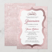 Invitation Elégant Rose Gold Tiara Quinceañera (Devant / Derrière)