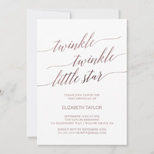 Invitation Elégant Rose Gold Twinkle Twinkle Anniversaire