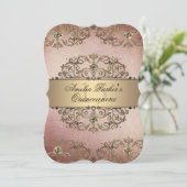 Invitation Elégant Rose Gold Vintage Damask Quinceanera (Debout devant)