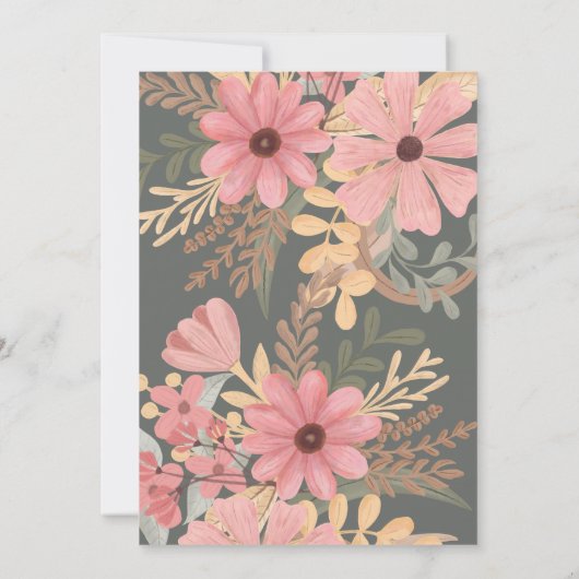 Invitation Elégant rose Golden Sage Fleurs feuille Quinceañer (Dos)