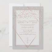 Invitation Elégant Rose gris Gold Confetti Geo Mariage fronti (Devant)