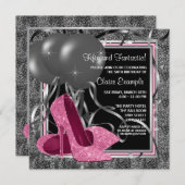 Invitation Élégant rose hauts talons fête d'anniversaire (Devant / Derrière)