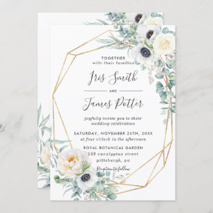 Invitation Élégant Rose ivoire Floral Eucalyptus Mariage