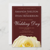 Invitation Élégant Rose jaune Bourgogne Mariage floral (Devant)
