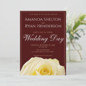 Invitation Élégant Rose jaune Bourgogne Mariage floral (Debout devant)