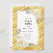 Invitation Elégant Rose Jaune Floral Or Brunch & Bubbly (Devant)