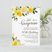 Invitation Elégant Rose jaune Floral Surprise 40e anniversair (Debout devant)