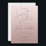 Invitation Élégant Rose Lumière Or Ombre Script Sweet sixteen<br><div class="desc">Votre fille va adorer cette élégante invitation de fête d'anniversaire de Jessica Amber. Cette carte mignonne présente une palette de couleurs à l'ombre d'or rose. Une police de script girly vous indique qu'il s'agit d'un sweet sixteen, et vous pouvez modifier le texte pour le nom de la personne d'anniversaire, ainsi...</div>