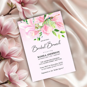 Invitation Elégant rose Magnolia aquarelle Brunch nuptial