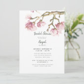 Invitation Elégant rose Magnolia Blossoms Fête des mariées Ma (Debout devant)