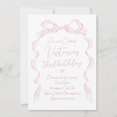 Invitation Elégant rose main dessinée Bow n'importe quel âge  (Devant)