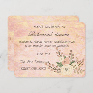 Invitation Élégant Rose Marbre Floral Dîner de répétition