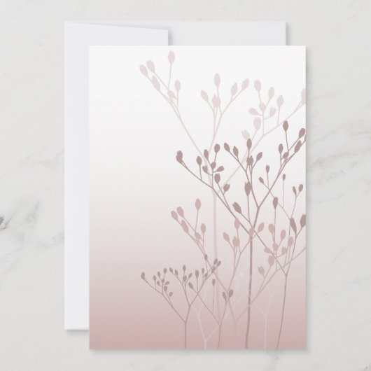 Invitation Élégant Rose Mariage botanique or (Dos)