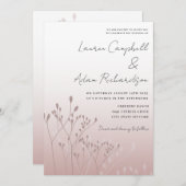 Invitation Élégant Rose Mariage botanique or (Devant / Derrière)