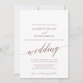 Invitation Élégant Rose Mariage de calligraphie or (Devant)