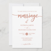 Invitation Élégant Rose Mariage de script Gold (Devant)