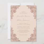 Invitation Élégant Rose Mariage d'or et de champagne (Devant)