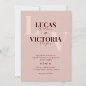 Invitation Élégant Rose Mariage or et vin foncé (Devant)