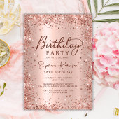Invitation Elégant Rose métal Parties scintillant or 18e anni