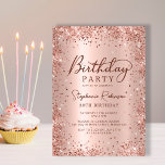 Invitation Elégant Rose métal Parties scintillant or 30e anni<br><div class="desc">Elégante rose moderne or métallique et parties scintillant 30ème anniversaire invitations de fête. Ce design de carte à poutres adultes est composé d'un script de calligraphie manuscrit élégant, d'un arrière - plan métallique en faux or rose ou rose avec cadre de parties scintillant en glam autour. Facile à personnaliser, parfait...</div>