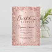 Invitation Elégant Rose métal Parties scintillant or 60e anni (Debout devant)