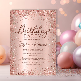 Invitation Elégant Rose métal Parties scintillant or 60e anni