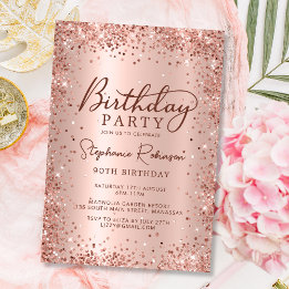 Invitation Elégant Rose métal Parties scintillant or 90e anni