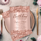 Invitation Elégant Rose métallique Parties scintillant d'or 3