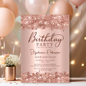 Invitation Elégant Rose métallique Parties scintillant d'or 3