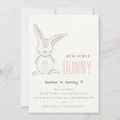 Invitation Élégant rose mignon bleu photo lapin Anniversaire  (Devant)