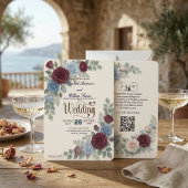 Invitation Elegant Rose Modern QR Code Wedding