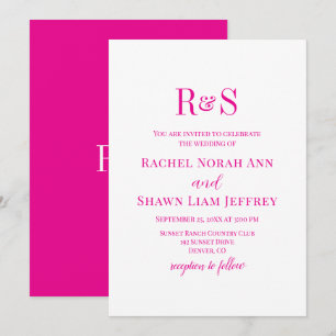 Invitation Élégant rose moderne Mariage Monogramme