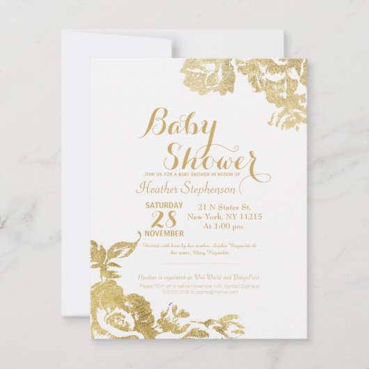 Invitation Élégant Rose moderne simple Baby shower or Floral (Devant)