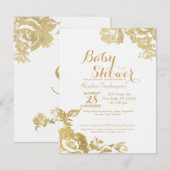 Invitation Élégant Rose moderne simple Baby shower or Floral (Devant / Derrière)