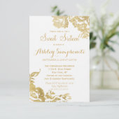 Invitation Élégant Rose moderne simple Floral Gold Sweet 16 (Debout devant)