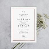 Invitation Élégant Rose Monogram Mariage or