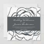 Invitation Élégant Rose noir blanc Carré Mariage (Devant)