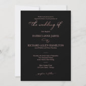 Invitation Élégant Rose noir Gold Script Mariage classique (Devant)