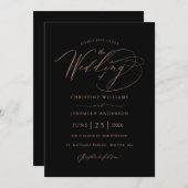 Invitation Élégant Rose noir Gold Script minimaliste Mariage (Devant / Derrière)