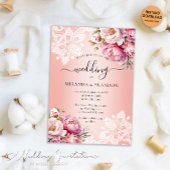 Invitation Elégant Rose or aquarelle Mariage floral