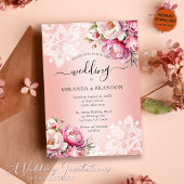 Invitation Elégant Rose or aquarelle Mariage floral