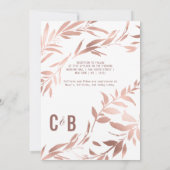 Invitation Élégant Rose or blanc Floral Feuille Mariage (Dos)