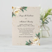 Invitation Élégant Rose or blanc  Floral Mariage (Debout devant)