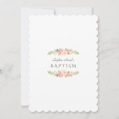 Invitation Élégant Rose Or Blush rose floral Baptême (Dos)