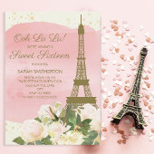Invitation Elégant rose or Eiffel Tour Paris Sweet 16
