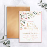 Invitation Elégant rose & or Floral femme 40e anniversaire<br><div class="desc">Invitation à la fête du 40e anniversaire d'une femme moderne et élégante avec un beau motif rose aquarelle floral dans le coin supérieur, avec "fête du 40e anniversaire" et le dos de la carte en feuille d'or imitation matte, et le nom en texte de couleur or assorti. Bordé en rose....</div>