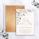 Invitation Elegant rose & or Floral femme's 30e anniversaire<br><div class="desc">Invitation à la fête du 30e anniversaire d'une femme moderne et élégante avec un beau motif rose aquarelle floral dans le coin supérieur, avec "fête du 30e anniversaire" et le dos de la carte en feuille d'or imitation mat, et le nom en texte de couleur or assorti. Bordé en rose....</div>