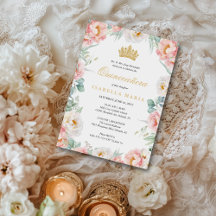 Elégant rose & or Floral Quinceañera