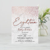 Invitation Elégant Rose or & marbre 18ème anniversaire (Debout devant)
